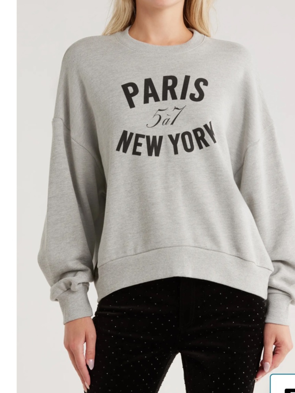 cinq à sept Heather Gray Crewneck Sweatshirt